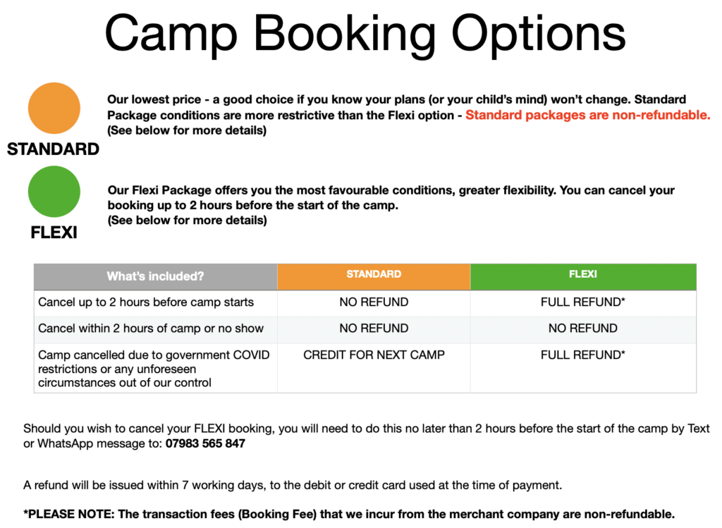 Camp Booking Options