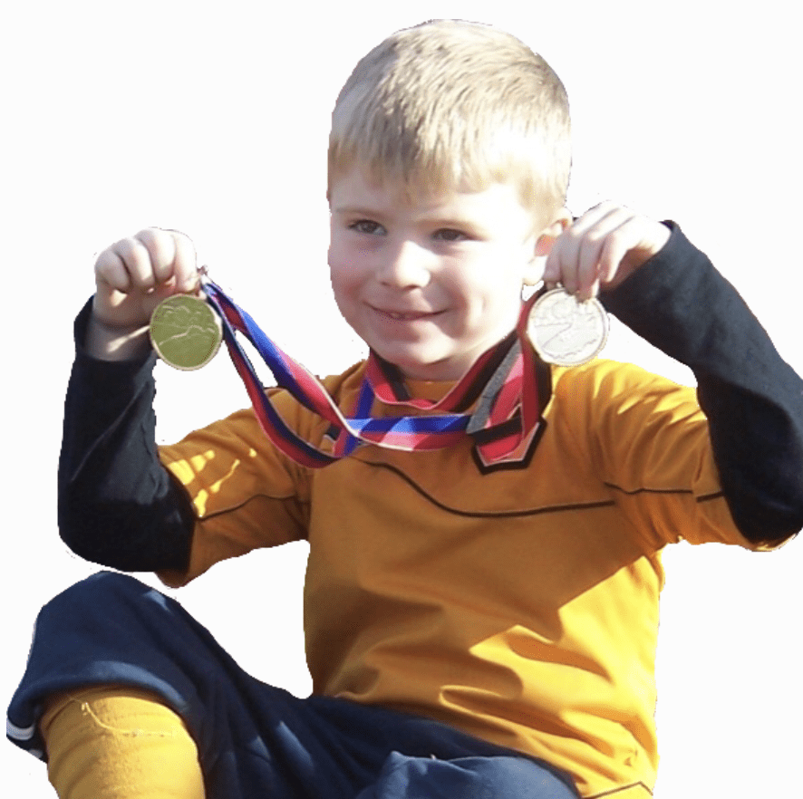 child with medals